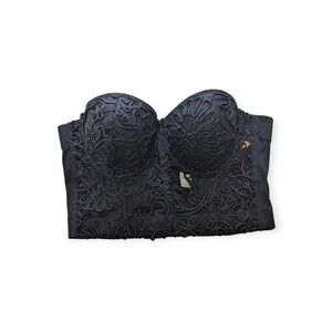 Womens Lizette Collections Black Lace Corset Top Shapewear Size 36/80